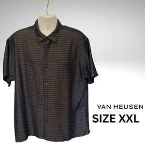 Van Heusen Men's Charcoal Plaid Shirt / Size XXL